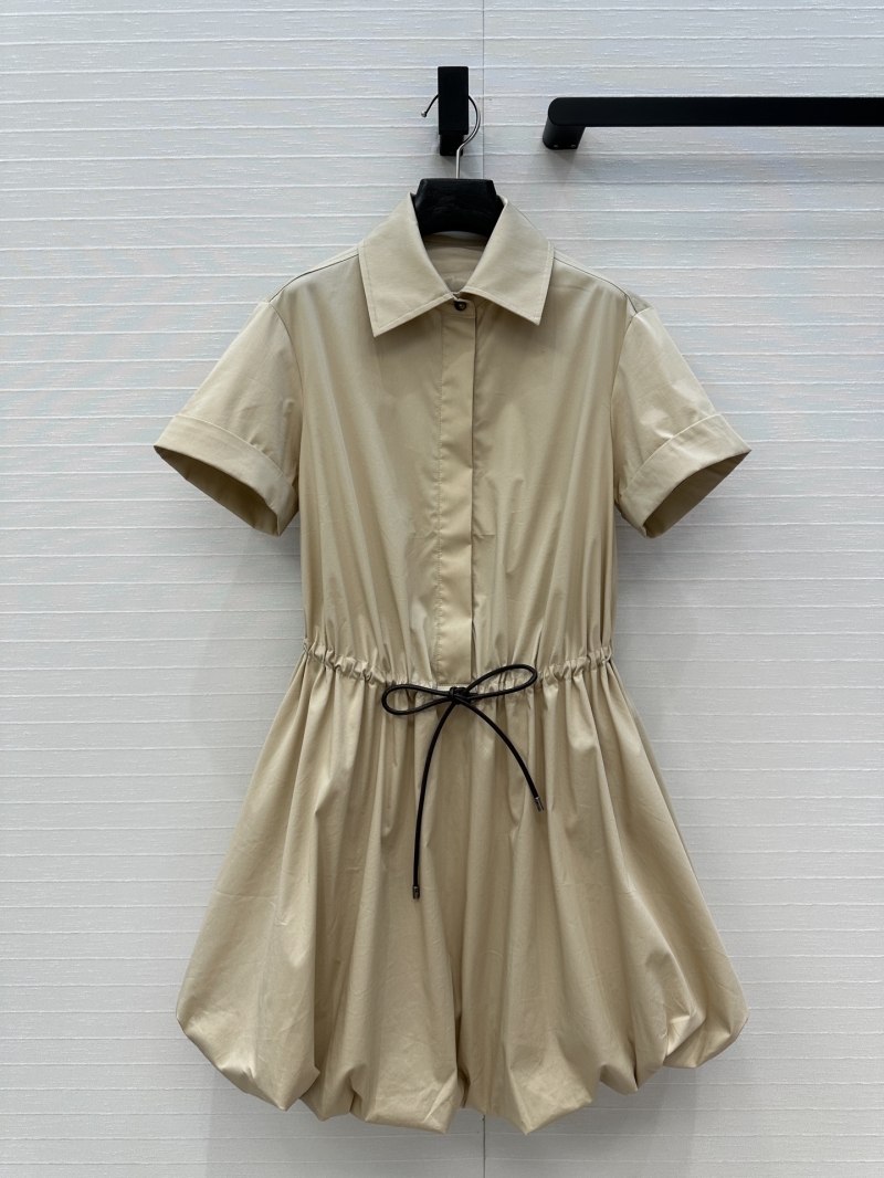 Loewe Exclusive Short-Sleeve Shirtdress - Luxe Cotton Drawstring Design