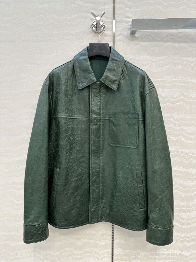 Loewe Unisex Luxe Green Leather Jacket Limited Edition - Chic & Versatile Outerwear