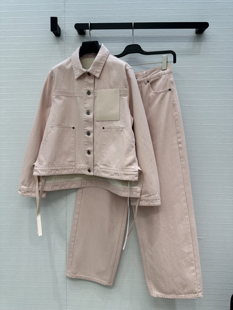 Loewe Vintage-Inspired Two-Tone Light Pink Denim Workwear Jacket
