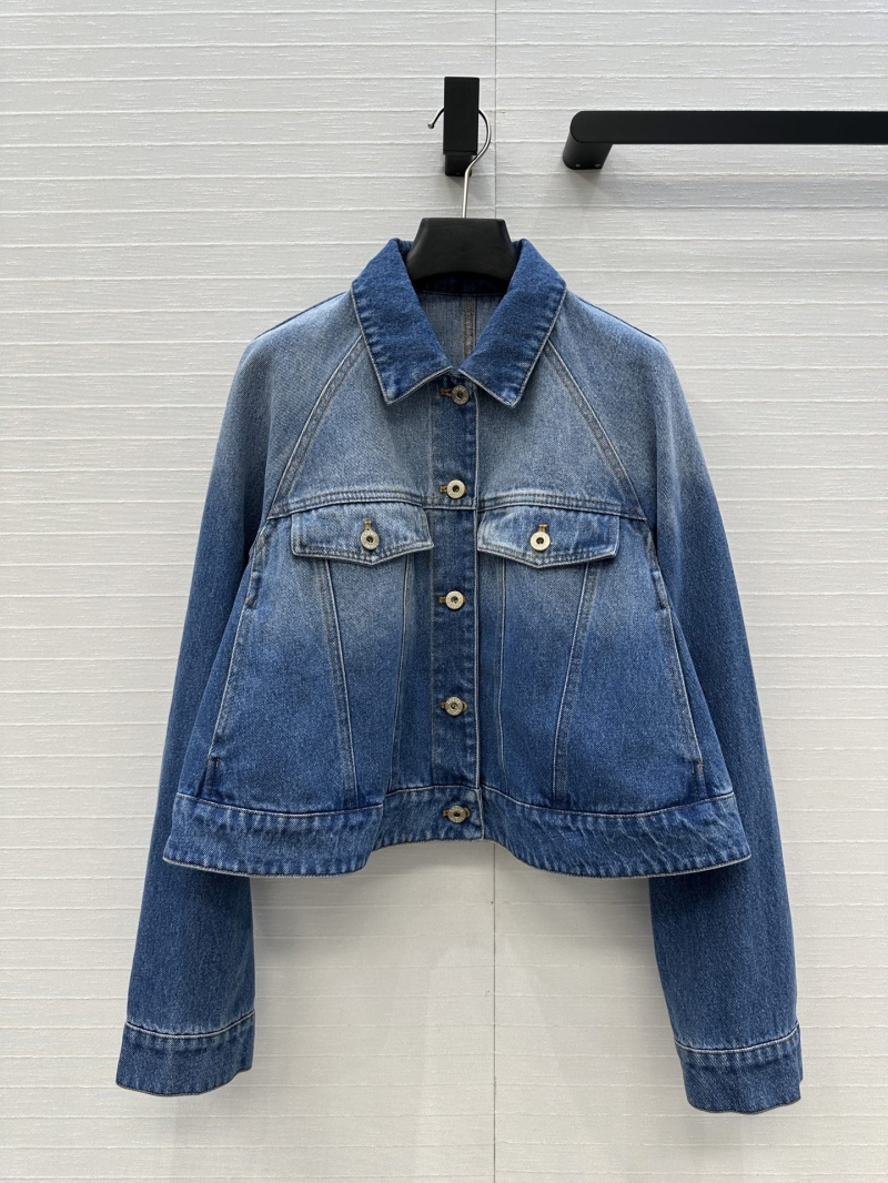 Loewe Vintage Washed Blue Denim A-Line Jacket - Oversized Fit, Short Length