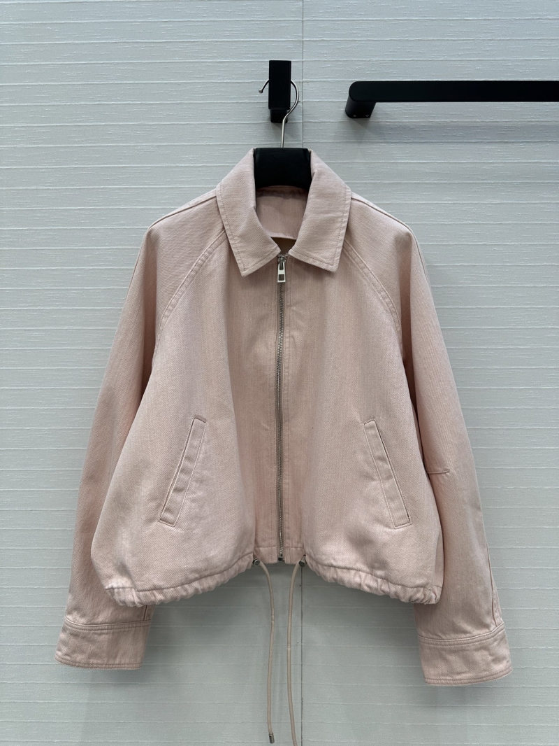 Loewe Exclusive Distressed Pink Denim Balloon Jacket - Oversized Fit with Drawstring Hem