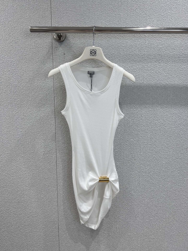 Loewe 25Fw Early Autumn Sleeveless Ribbed Vest in White with Metal Accents