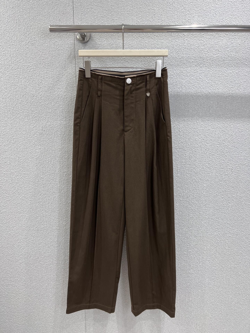 Loewe 25Fw Early Autumn Contrast Waistband Casual Trousers in Deep Brown
