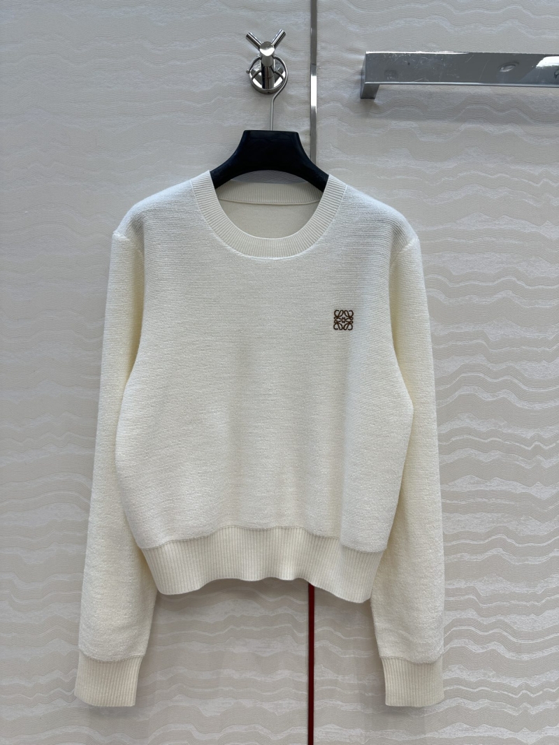Loewe Exclusive High-Intelligence Styling Embroidered Logo Round Neck Sweater - 100% Fine Wool