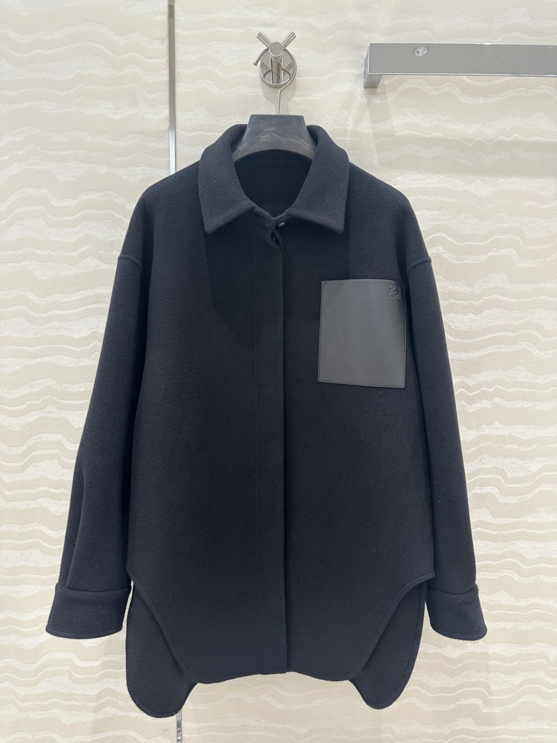 Loewe Exclusive Limited Edition Autumn/Winter Handmade Double-Faced Wool Cashmere Coat in Black