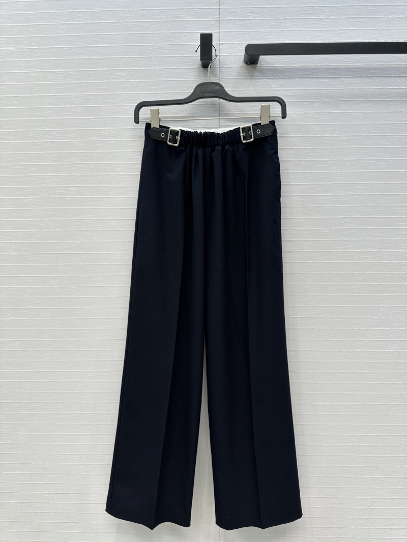 Loewe Exclusive Belt-Buckle Detail Relaxed Tailored Navy Trousers