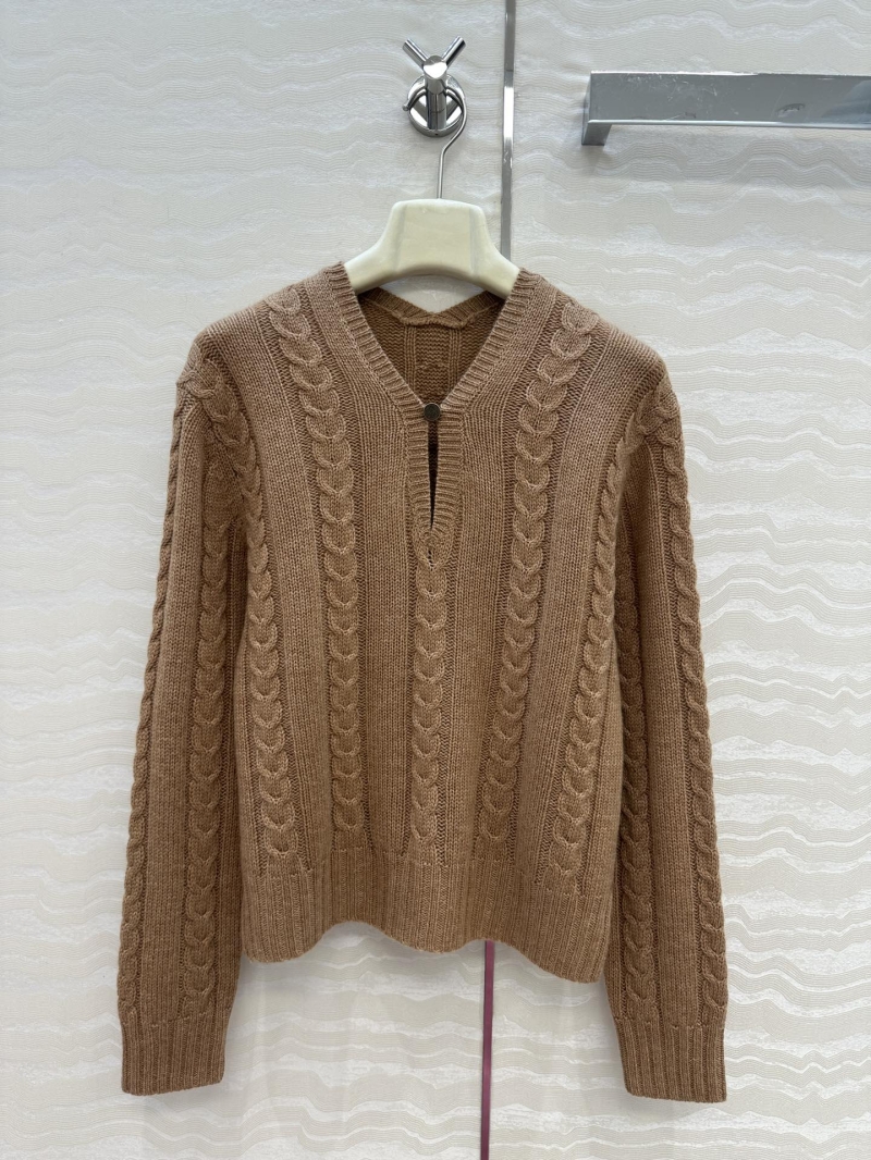 Loewe 25SS Limited Edition V-Neck Single-Button Cashmere Sweater in Caramel