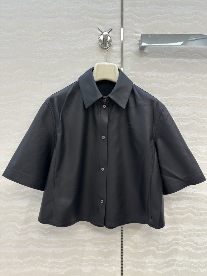Loewe Limited Edition Flared Lambskin Shirt: Sleek, Slenderizing, and Playfully Chic in Matte Black