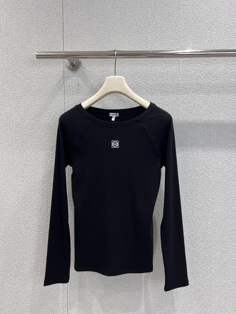 Loewe 25FW Early Autumn Embroidered Logo Long-Sleeve T-Shirt in Black