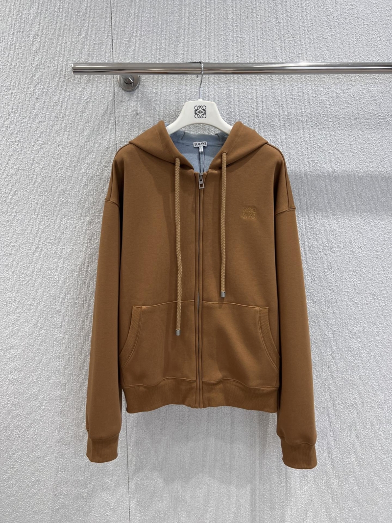 Loewe Zip-Up Hooded Sweatshirt | Camel | High-Grade Combed Cotton | Relaxed Fit | Signature Anagram Embroidery