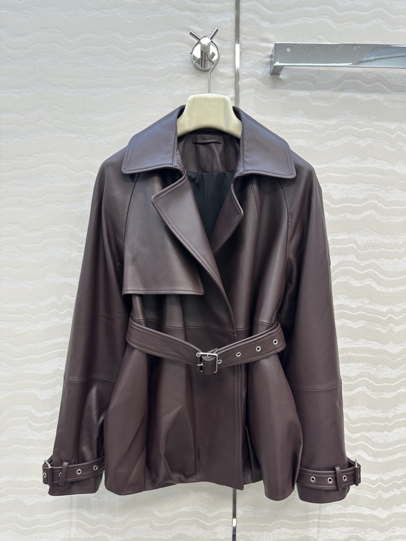 Loewe LW Vintage Modern Chic Leather Jacket in 100% Genuine Lamb Leather – Cinched Waist Balloon Silhouette