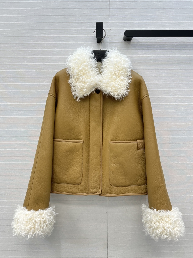 Loewe Alpine Lamb Leather & Fur Short Jacket | Two-Tone Design, H-Silhouette, Handcrafted Luxury Outerwear