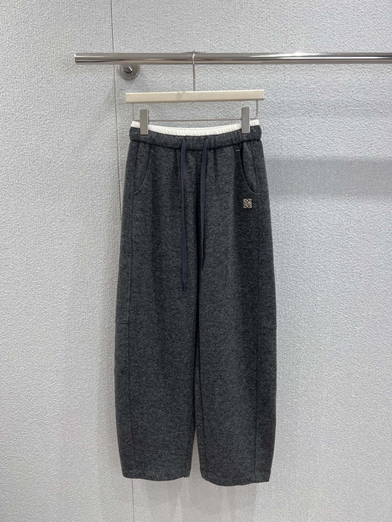 Loewe Wide-Leg Cropped Sweatpants with Contrast Waistband, Charcoal Gray – Luxe Comfort & Modern Silhouette