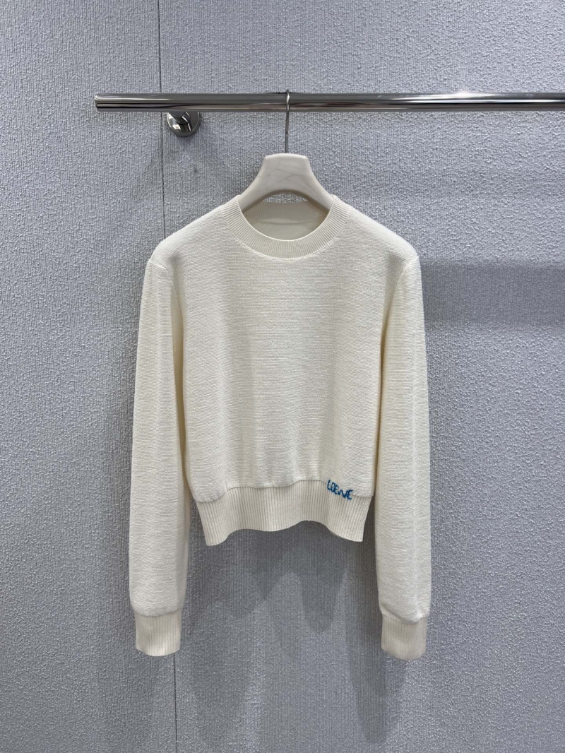 Loewe Early Fall Wool Crewneck Sweater with Embroidered Lettering