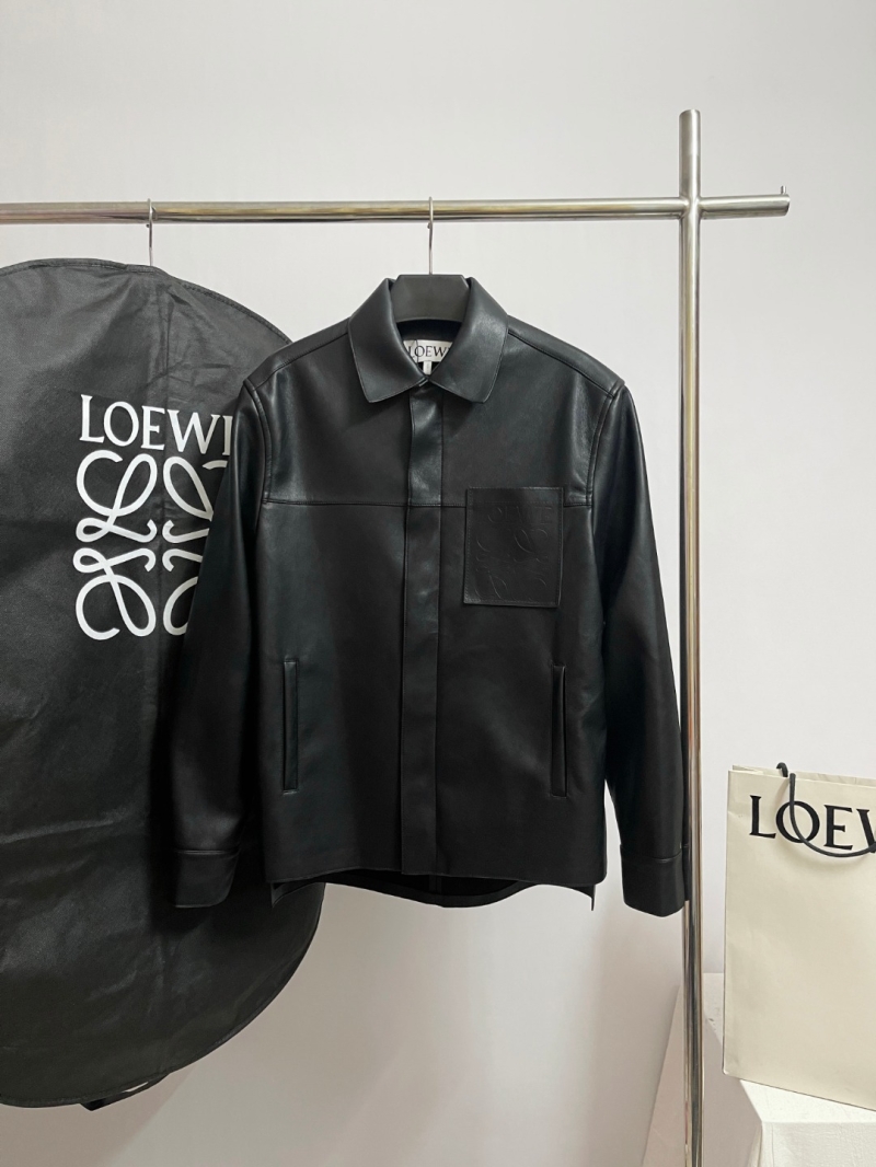 Loewe Limited Edition Black Leather Shirt Jacket | Imported Lambskin & Signature Anagram Detail