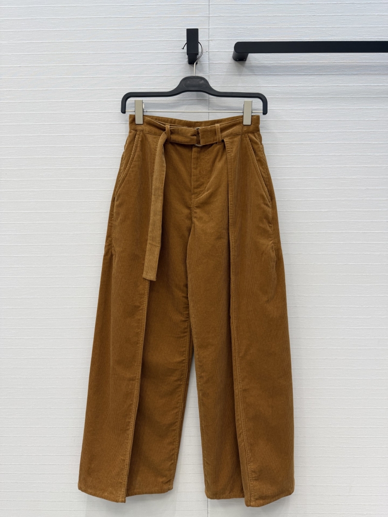 Loewe Washed Corduroy Structured Wide-Leg Trousers in Camel