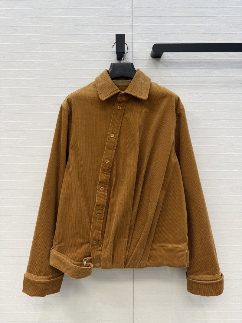 Loewe Signature Deconstructed Washed Corduroy Cropped Jacket in Amber Brown