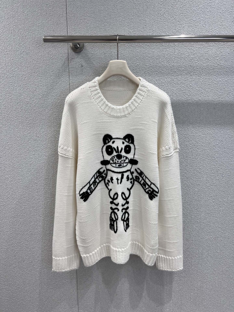 Loewe X Louis Wain 26Ss Cat Series Chunky Knit Oversized Sweater in Off-White