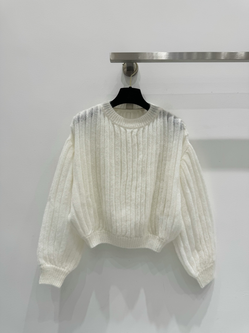 Loewe Sumptuous Mohair Ribbed Lantern Sleeve Sweater in Ivory