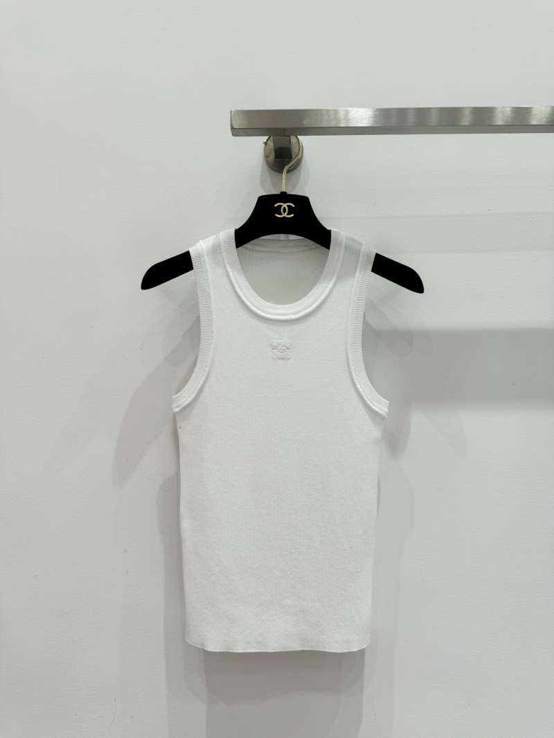 Loewe Anagram Embroidered Ribbed Tank Top in Bright White - Timeless Minimalist Luxe