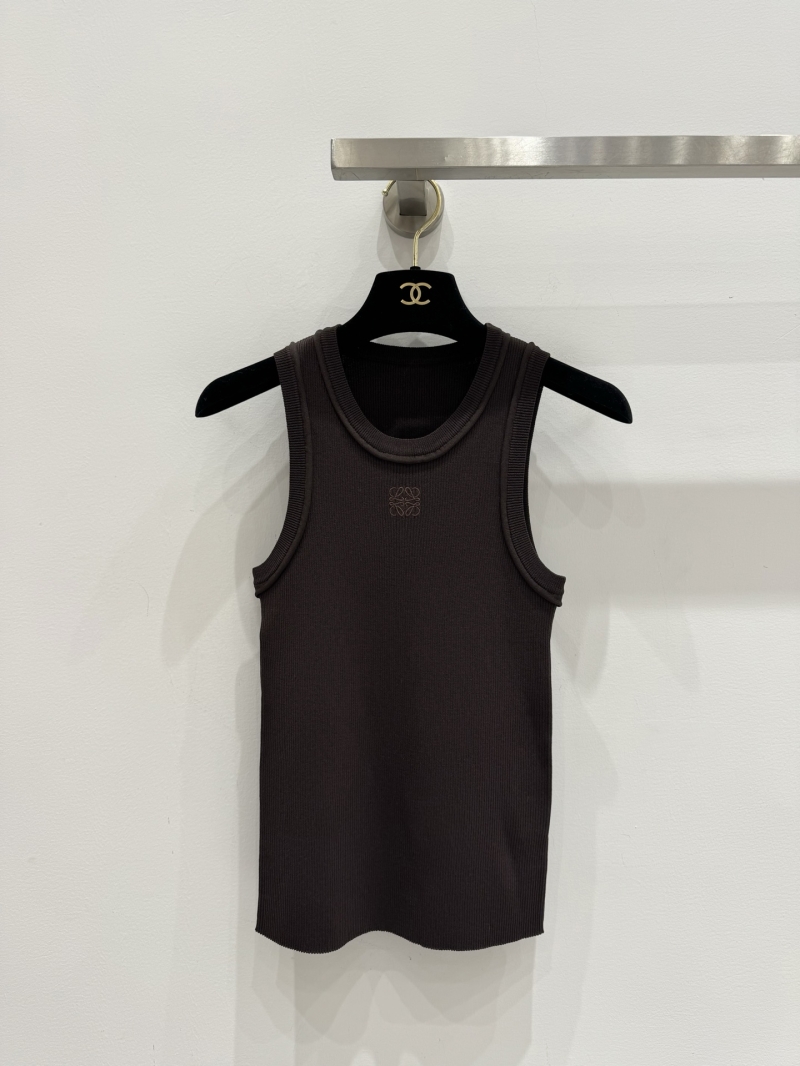 Loewe Anagram Embroidered Ribbed Tank Top in Dark Chocolate Brown