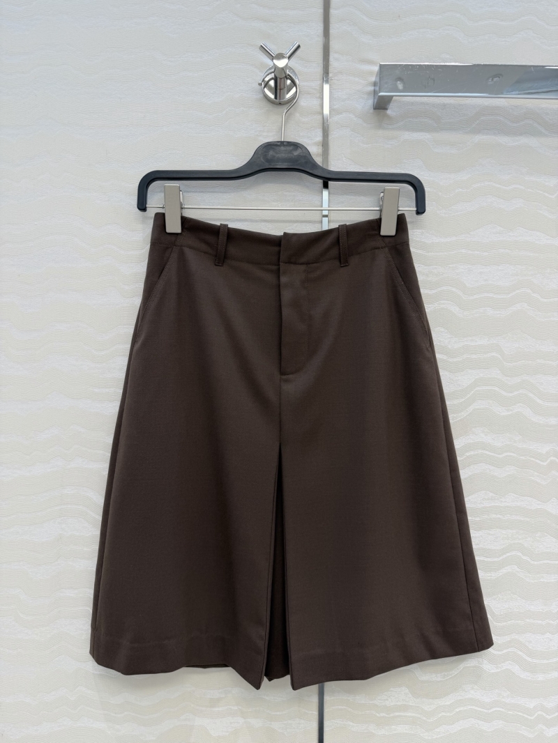 Loewe Fine-Spun Wool A-Line Midi Skirt in Chocolate Brown