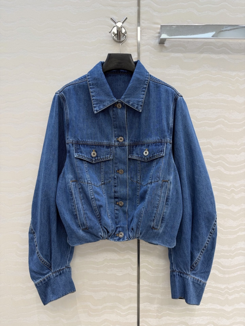 Loewe 100% Pure Cotton Enzyme Wash Curved Sleeve Denim Jacket in Vintage Blue