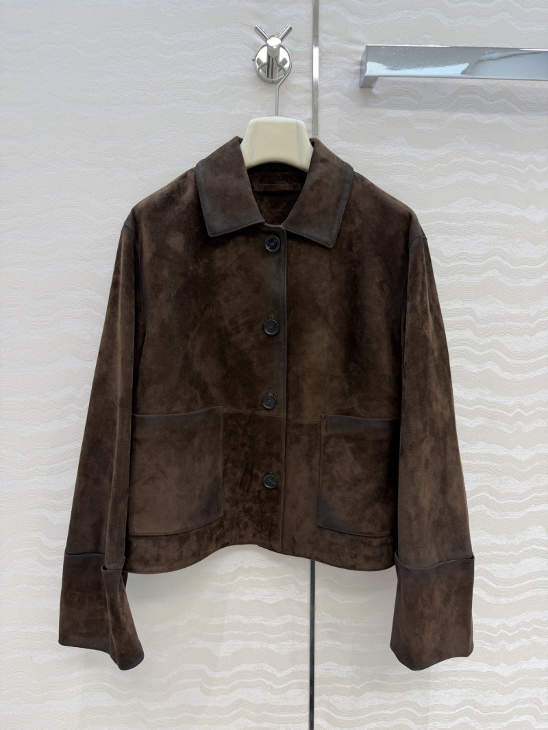 Loewe Limited Edition Hand-Distressed Suede Lambskin Vintage Jacket in Chocolate Brown