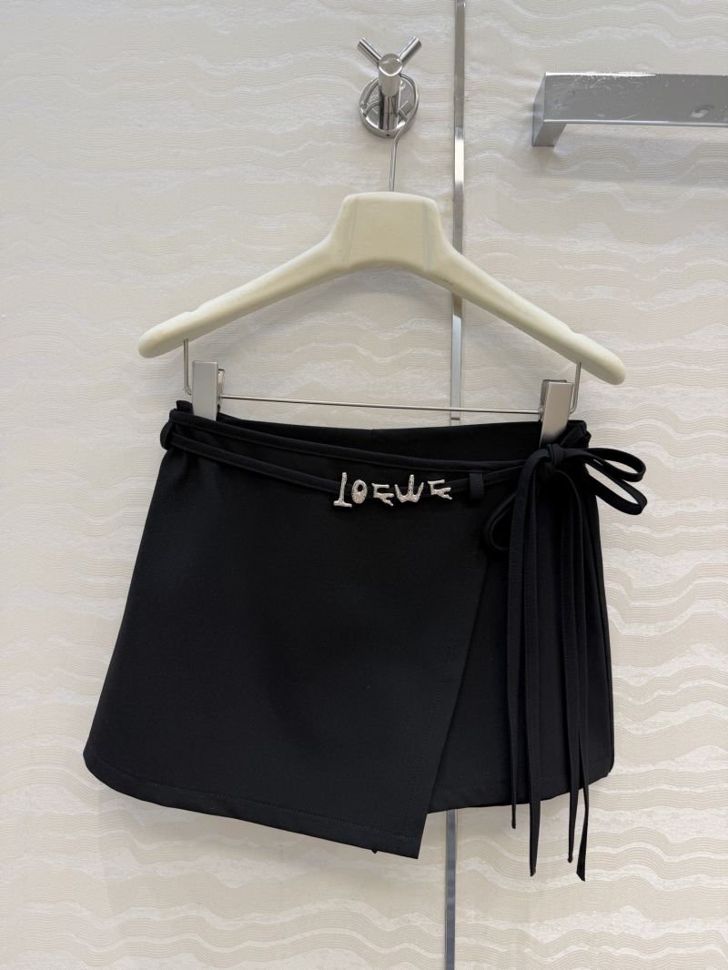 Loewe Paula's Ibiza Collection Black Twill Wrap Skort with Signature Metal Logo