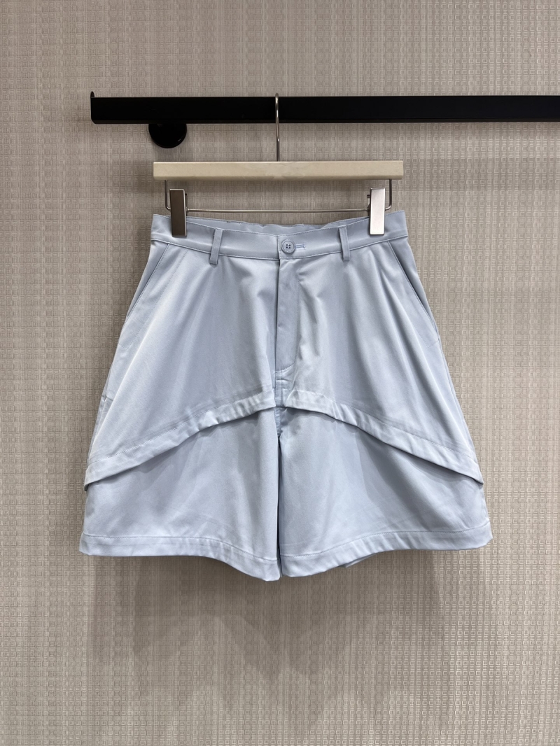 Loewe Icy Blue Deconstructed Wide-Leg Shorts - High-Waisted A-Line Culottes