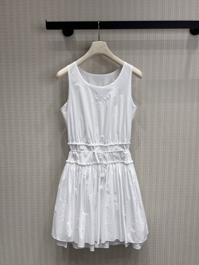 Loewe White Sleeveless Drawstring Flared Dress - Summer 2026 Collection