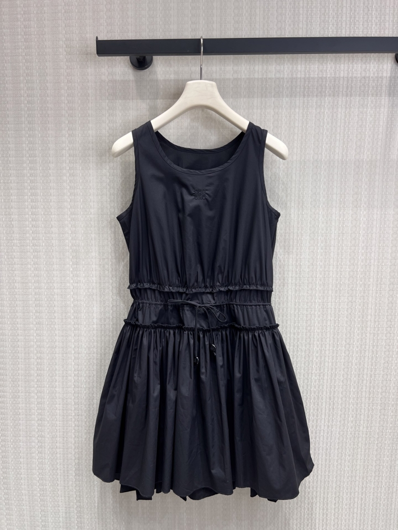 Loewe Sleeveless Drawstring Mini Dress in Black - 26SS Signature Anagram