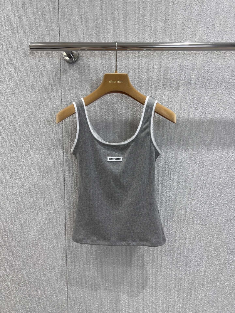 Miu Miu 25SS Spring Summer Lace Trim Logo Tank Top