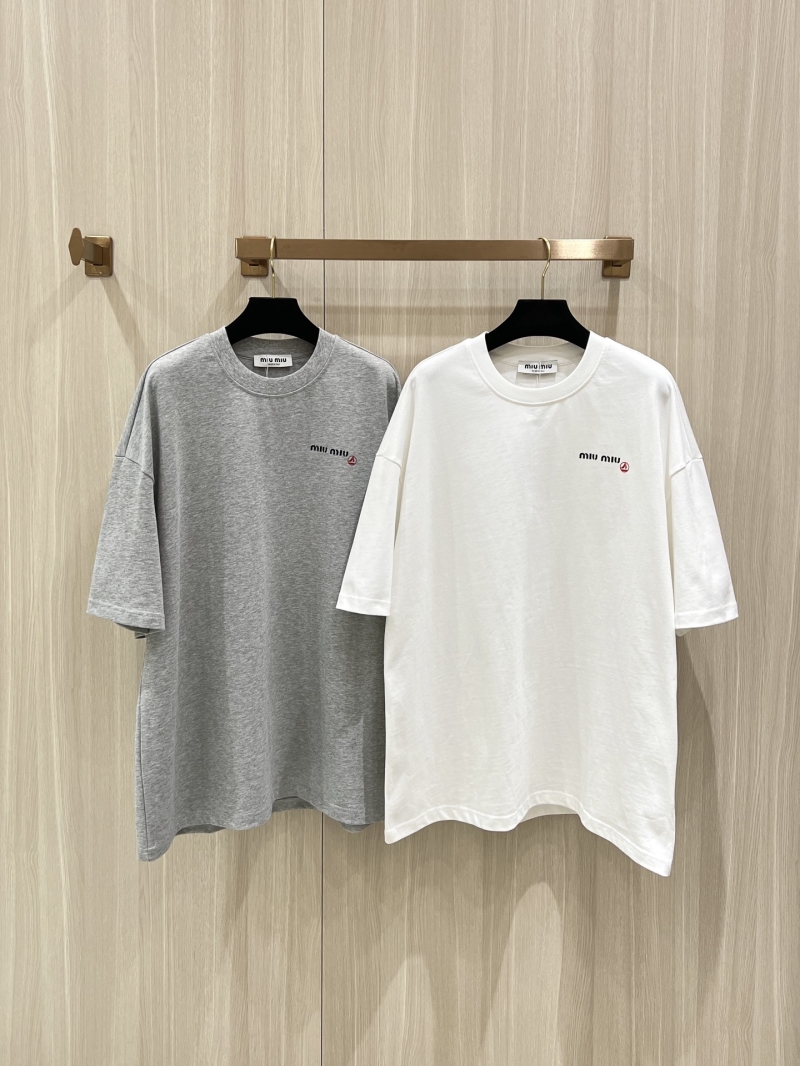 Miu Miu Unisex Spring-Summer Heavyweight T-Shirt - Luxe Cotton Comfort