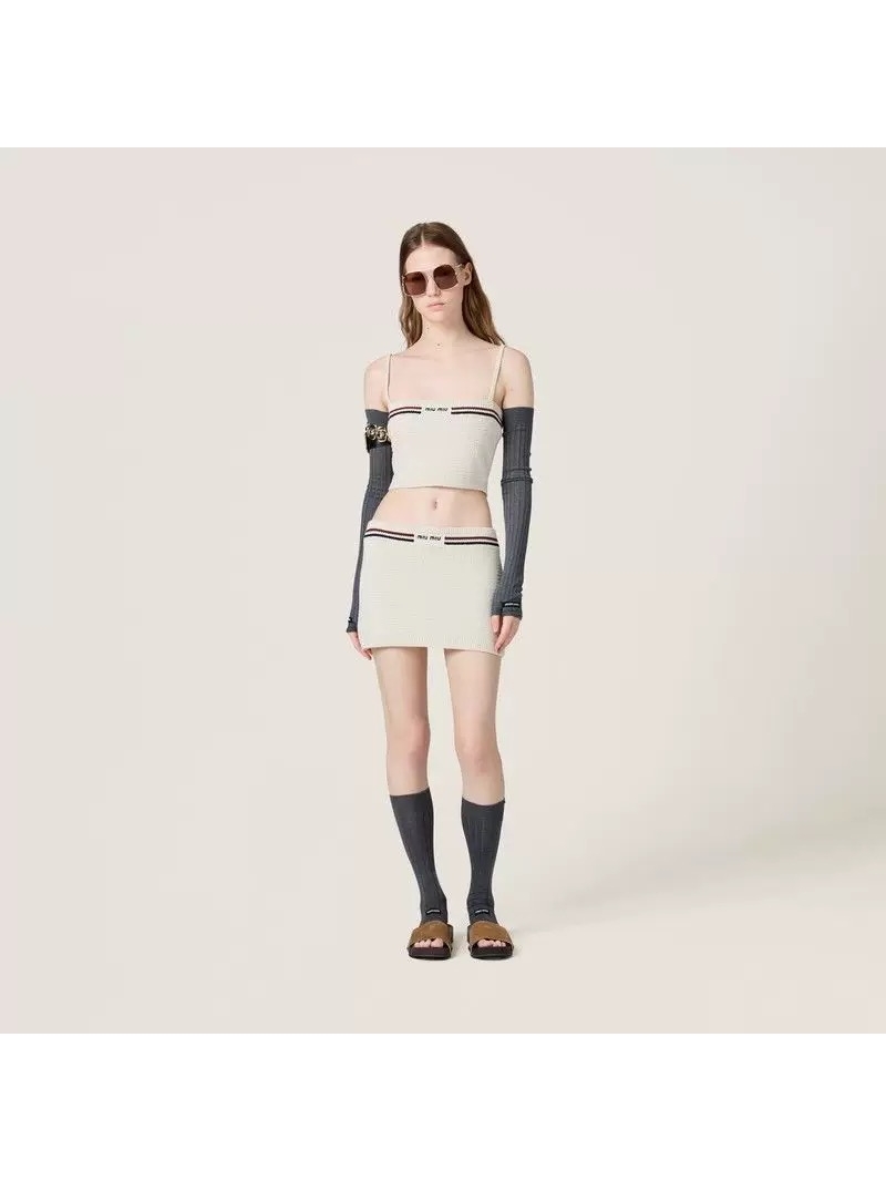 Miu Miu Spring/Summer Knitted Striped Mini Skirt - Luxe & Slim-Fit