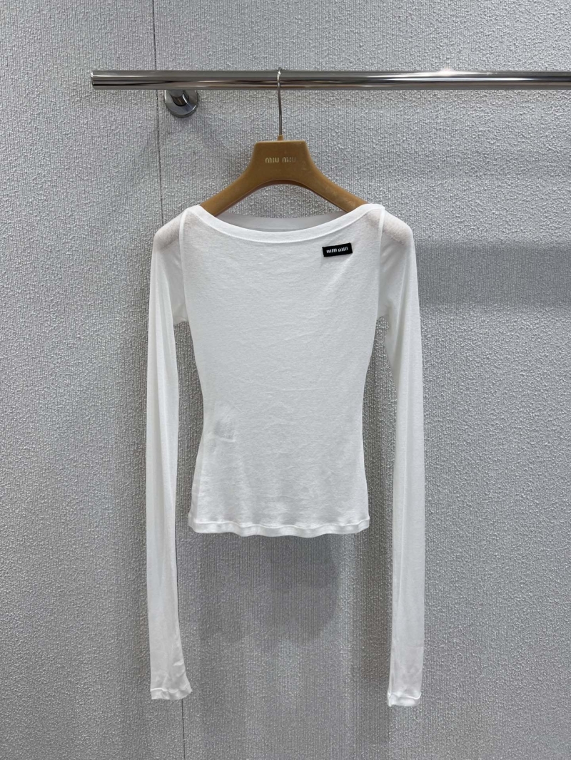 Miu Miu Spring Summer Luxe Logo One-Shoulder T-Shirt