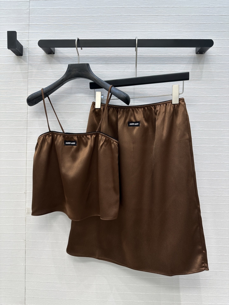 Miu Miu Early Spring Satin Lace-Trimmed A-Line Skirt - Luxe Pure Desire Style