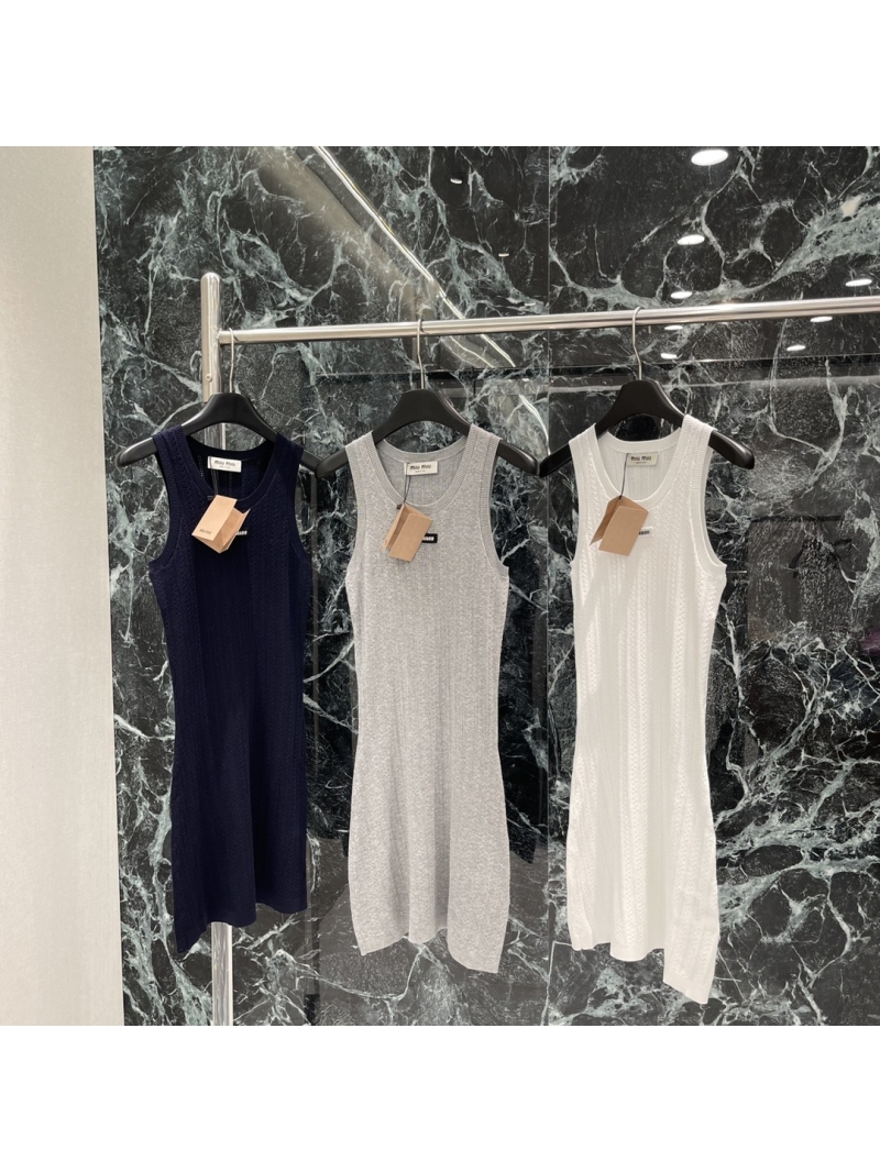 Miu Miu Summer 2023 Knitted Vest Dress with Signature Letter Badge - Elegant & Versatile