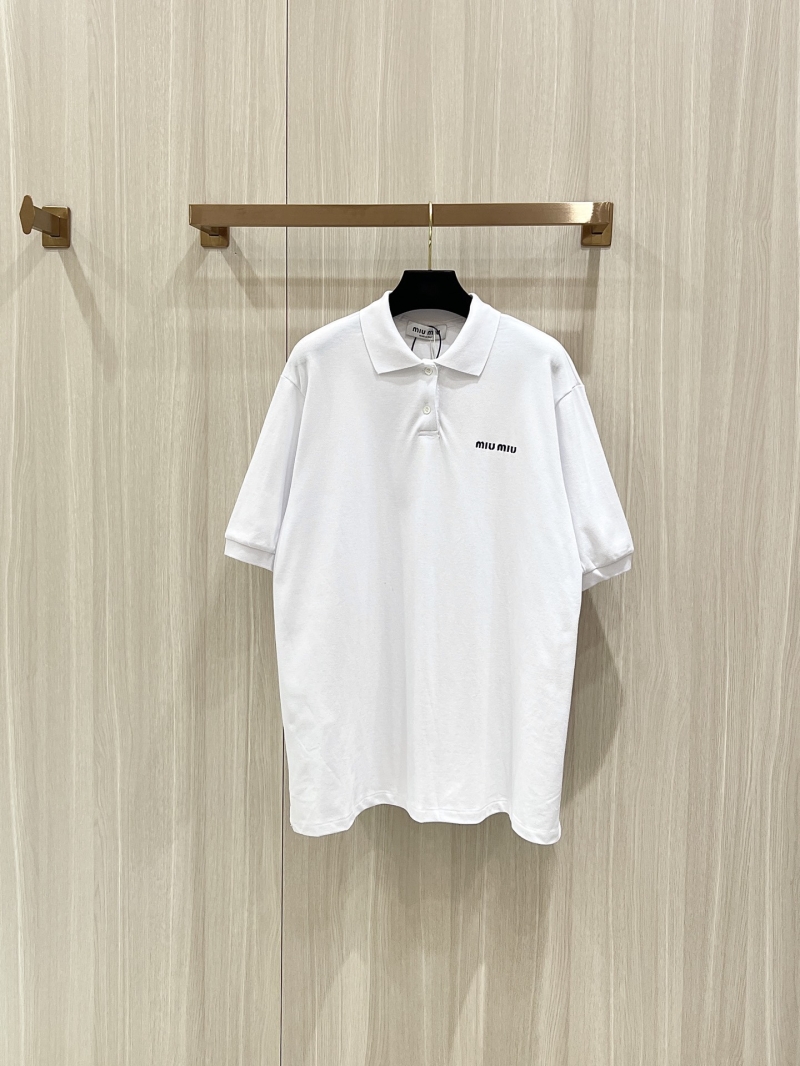 Miu Miu Embroidered Logo Polo Shirt - Luxe Cotton Navy