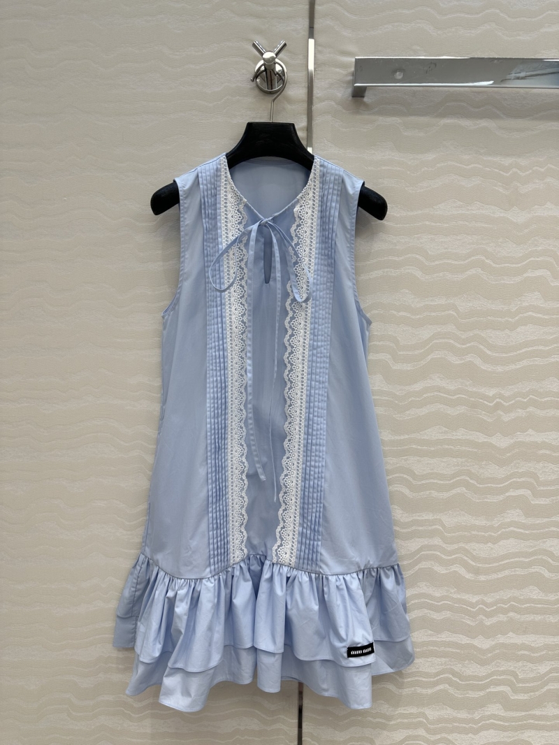 Miu Miu Luxe Lace-Trimmed Cotton Dress - Vintage Sweetheart Style