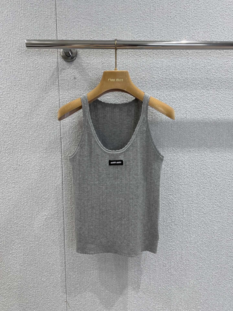Miu Miu Spring Summer Lace-Trimmed Sleeveless Knit Vest - Exclusive Elegant Design