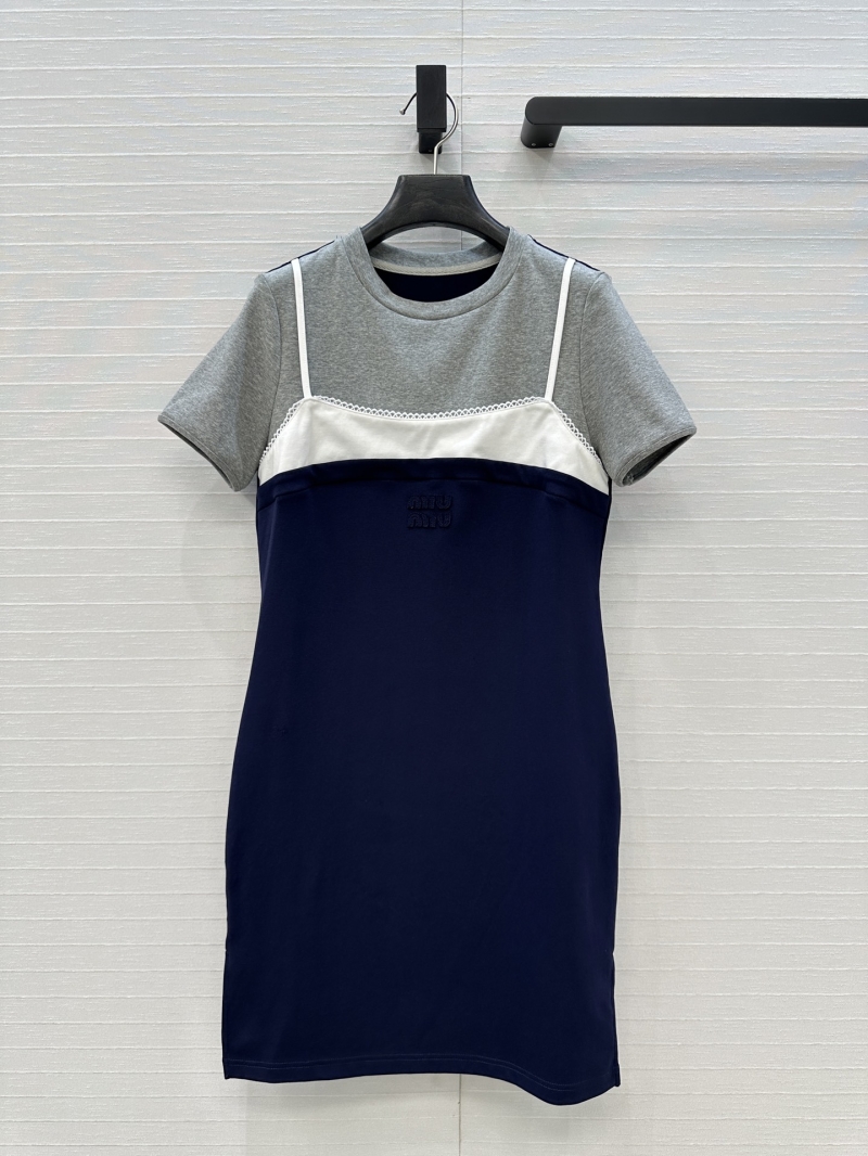 Miu Miu Sporty Chic Colorblock Faux Two-Piece T-Dress - Elegant & Slim Fit