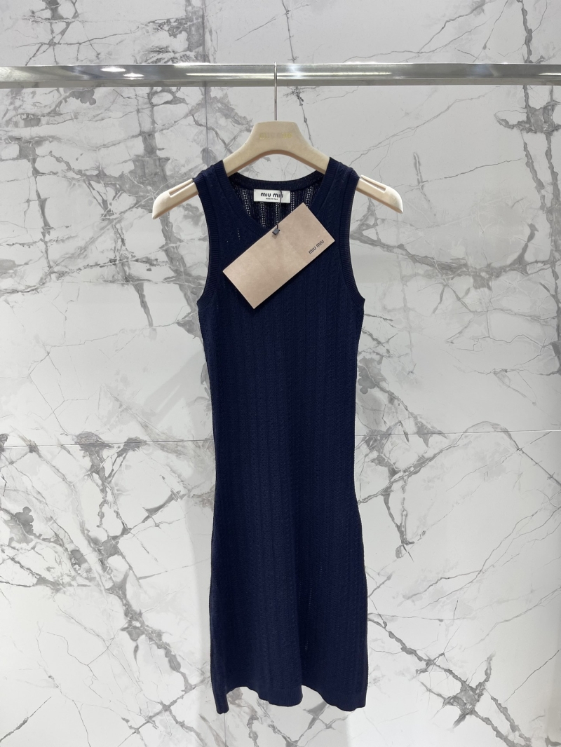 Miu Miu Navy Blue Knitted Cut-Out Vest Dress - Chic & Versatile