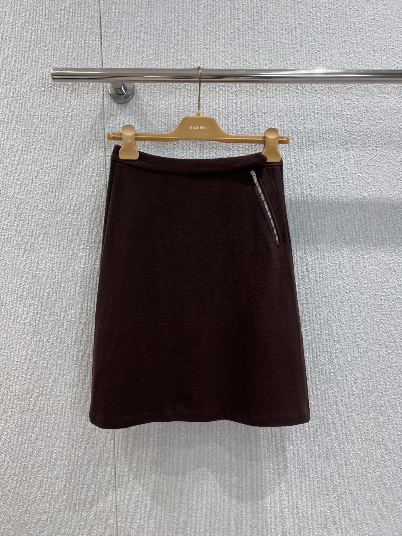 Miu Miu 25FW Early Autumn Preppy High-Waist Straight Zip Skirt - Exclusive & Slimming