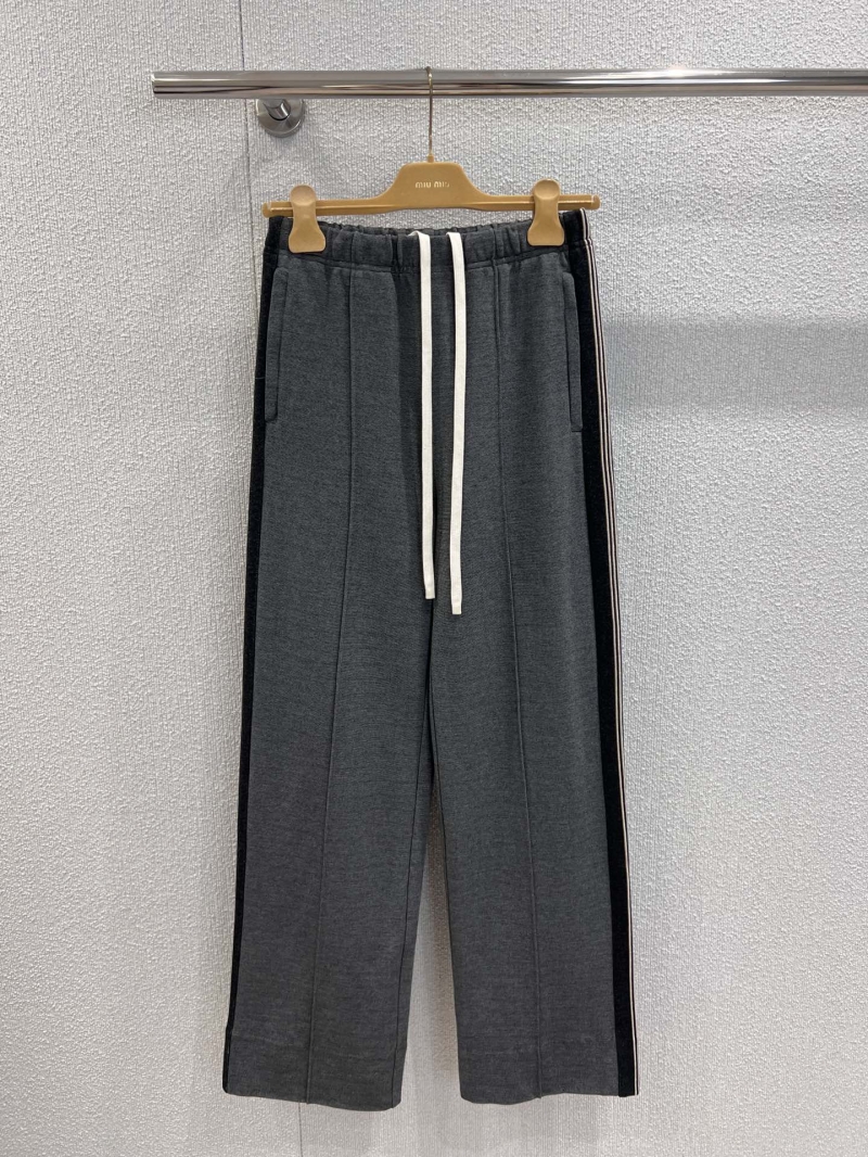 Miu Miu 25FW Early Autumn Melange Gray Casual Pants - Exclusive Design