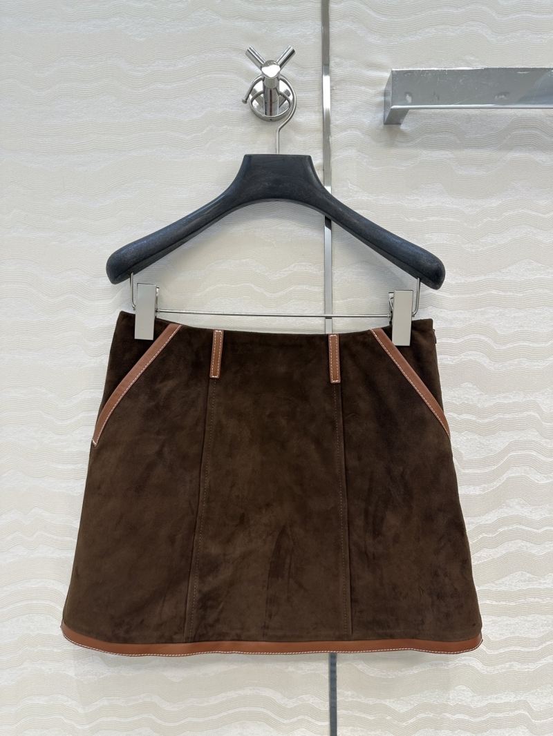 Miu Miu Exclusive Suede Mini Skirt - Retro Deep Brown Luxe Design