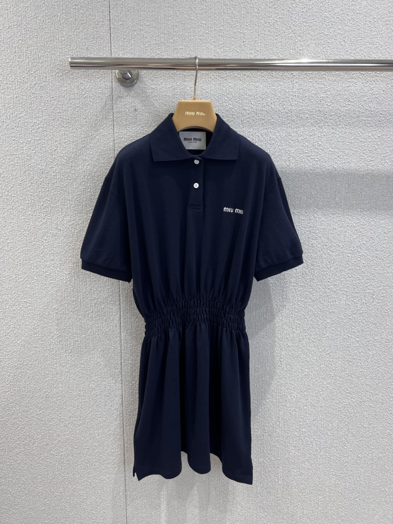 Miu Miu 25SS Spring/Summer Embroidered Polo Short Sleeve Dress