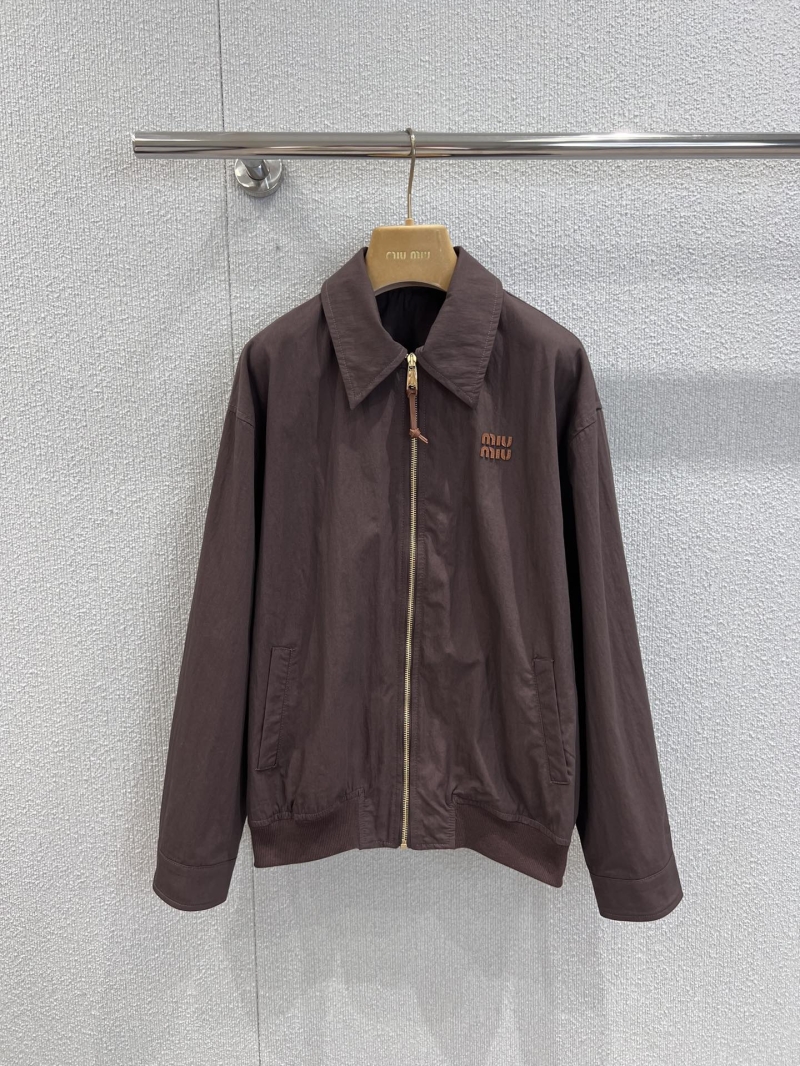 Miu Miu Early Autumn Cocoa Brown Turn-Down Collar Jacket - Exclusive Luxe Design