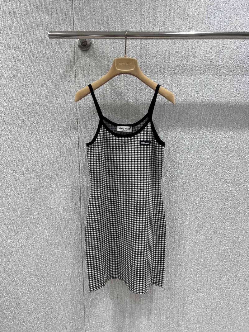 Miu Miu 25SS Spring Summer Checkered Knit Cami Dress - Luxe Exclusive