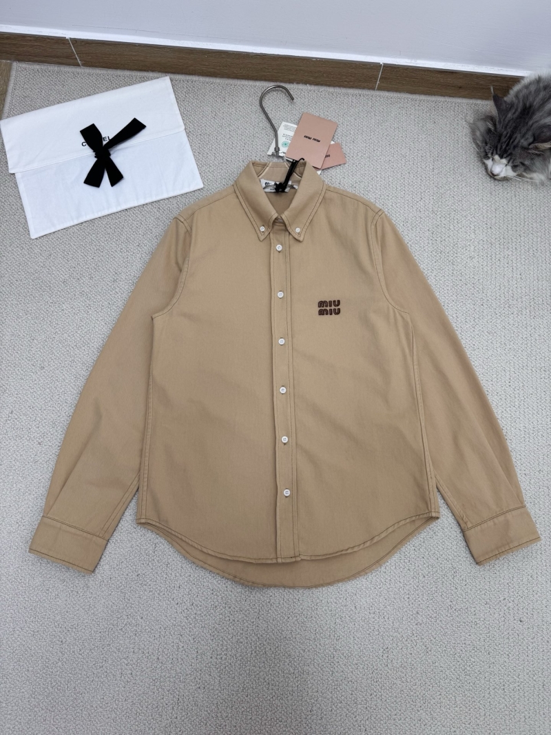 Miu Miu 2025 Early Fall Denim Shirt & Shorts Set - Exclusive Logo Design